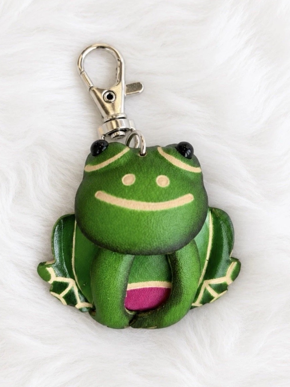 Leather Frog Keychain Bag Charm Handmade Gift New